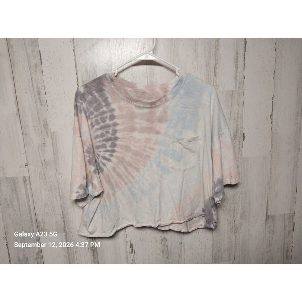 American Eagle Outfitters Women's Large Pastel Tie Dye Cropped Tee